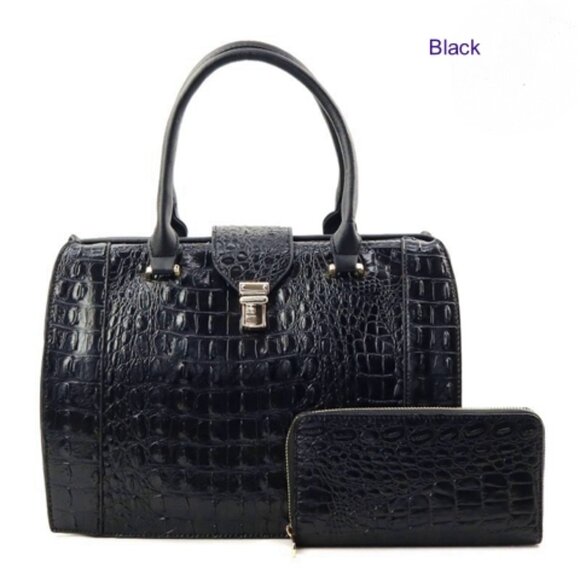 Doctor Bag style handbag with matching wallet. - Picture 1 of 3